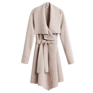 Cuyana Wool Cashmere Short Wrap Coat, Beige, Size XS/S